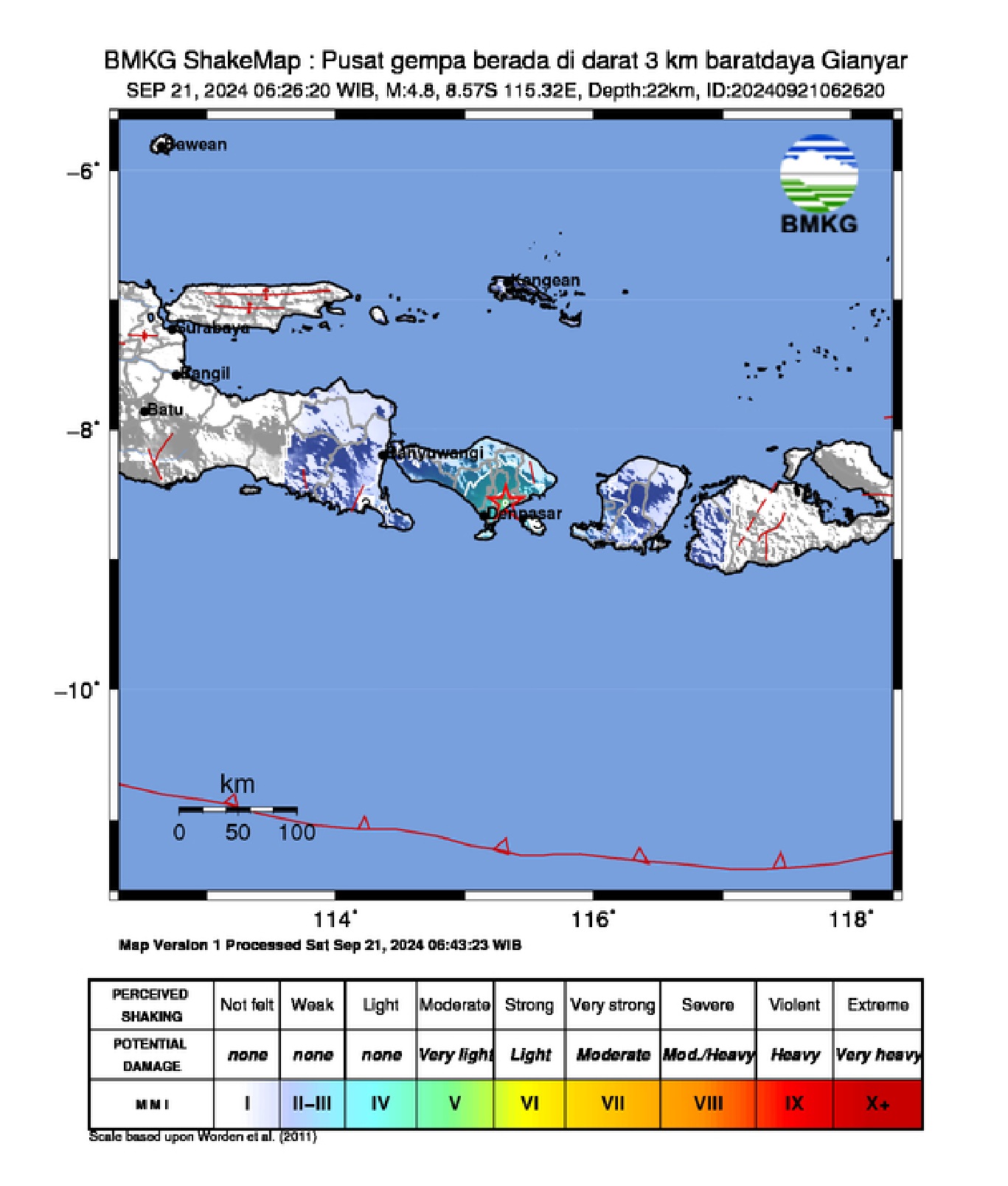 Gempa di Gianyar Bali.
