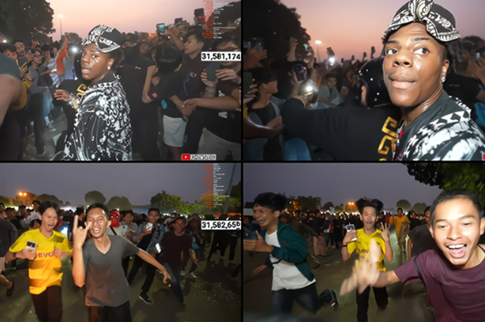 Momen ricuh fans IShowSpeed di Yogyakarta.