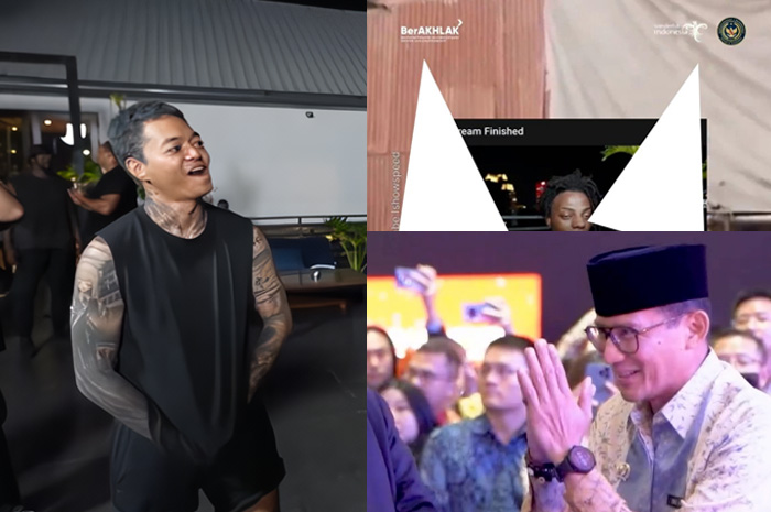 Reza Arap dan tangkapan layar video Reels yang dibagikan Sandiaga Uno terdapat watermark Menparekraf.
