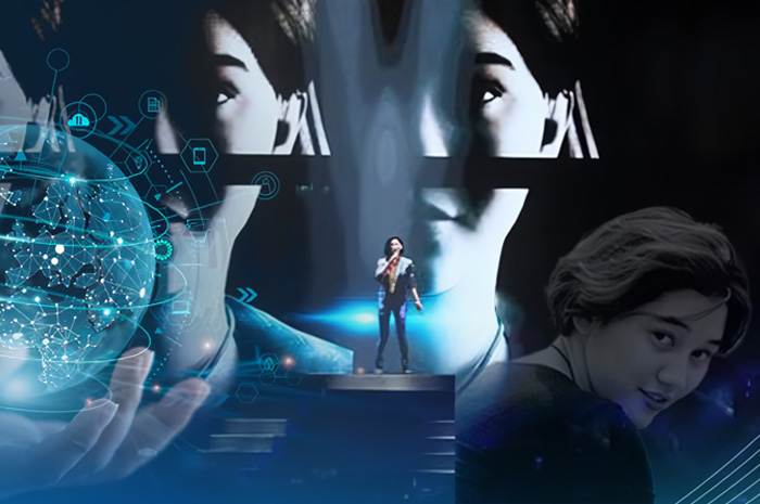 Ilustrasi teknologi AI MetaHuman dalam penampilan mendiang Nike Ardilla di Synchronize Fest 2024.