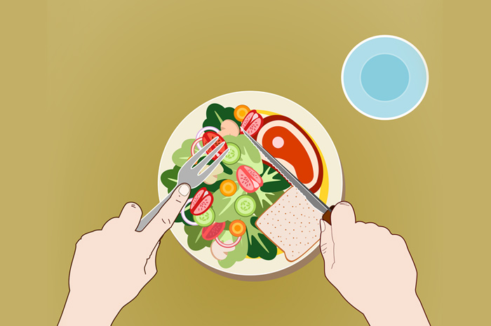Ilustrasi komponen penting makanan bergizi.