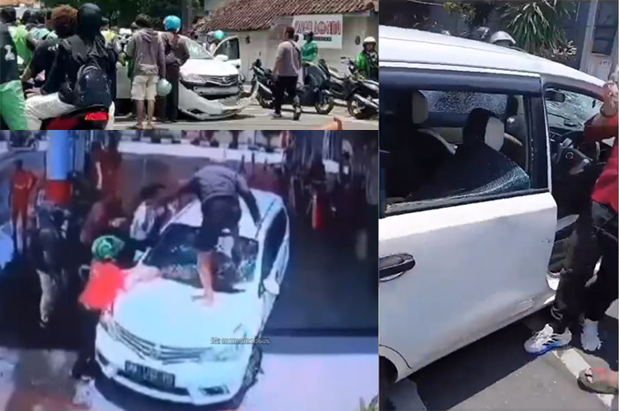 Tangkapan layar video viral tabrak lari mobil putih di Solo.