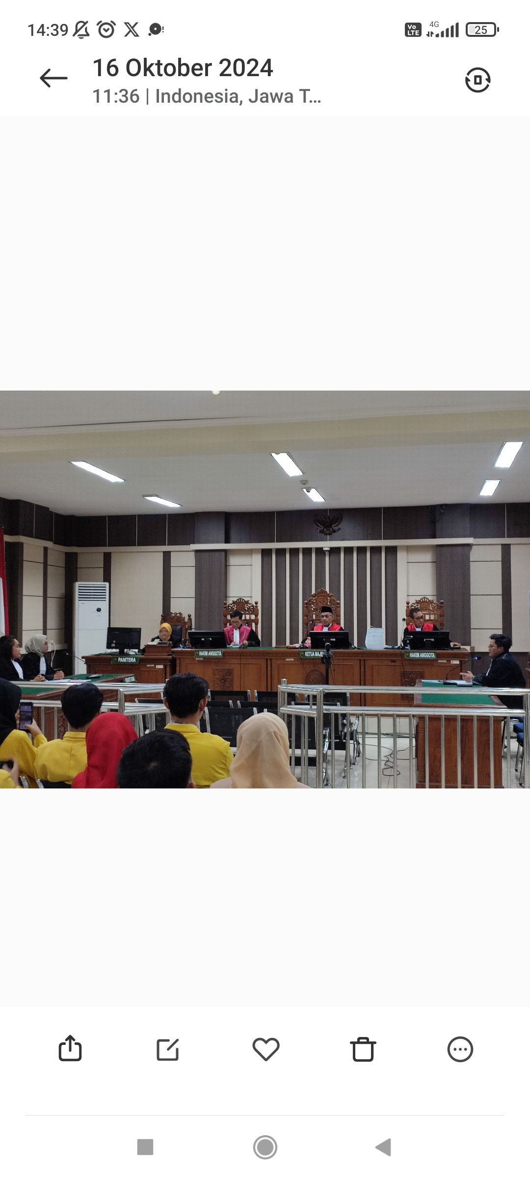 Sidang dugaan korupsi Bantuan Provinsi Jateng dengan terdakwa Kades Girimulyo, Dirman Aryanto di Pengadilan Tipikor Semarang, Rabu (16/10/2024).