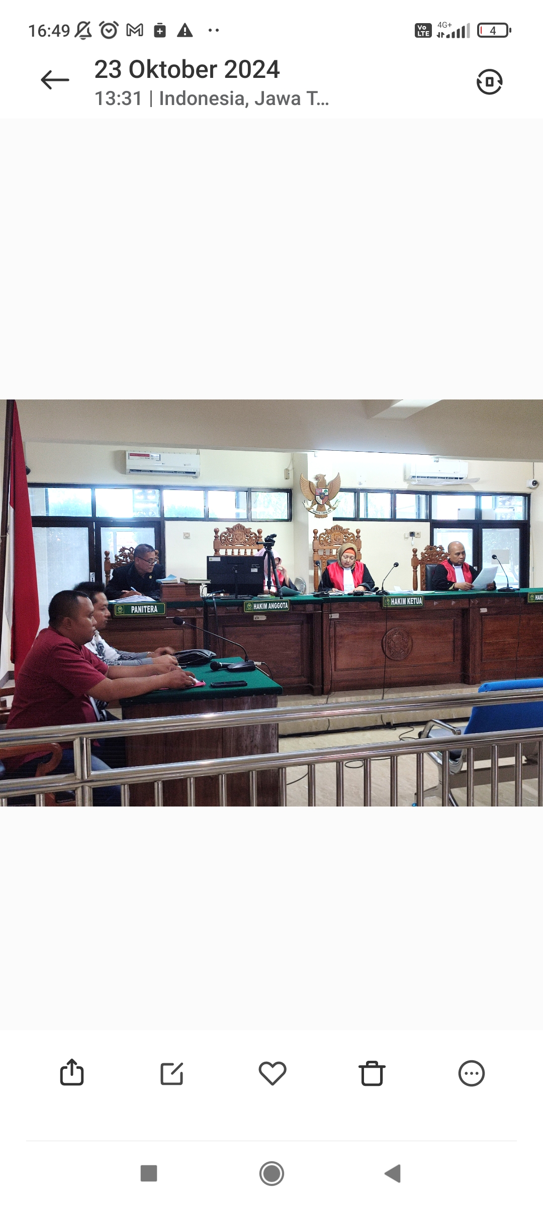 Sidang perdana gugatan PMH ahli waris Soetrisno Suharto di Pengadilan Negeri Semarang, Rabu (23/10/2024).