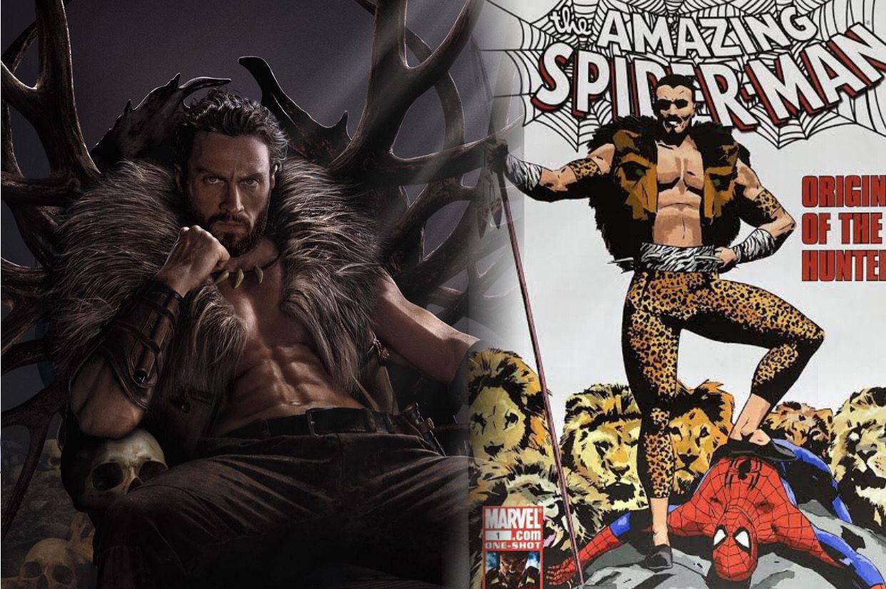 Gambar: Kraven The Hunter dalam film yang akan dirilis dan versi komiknya
