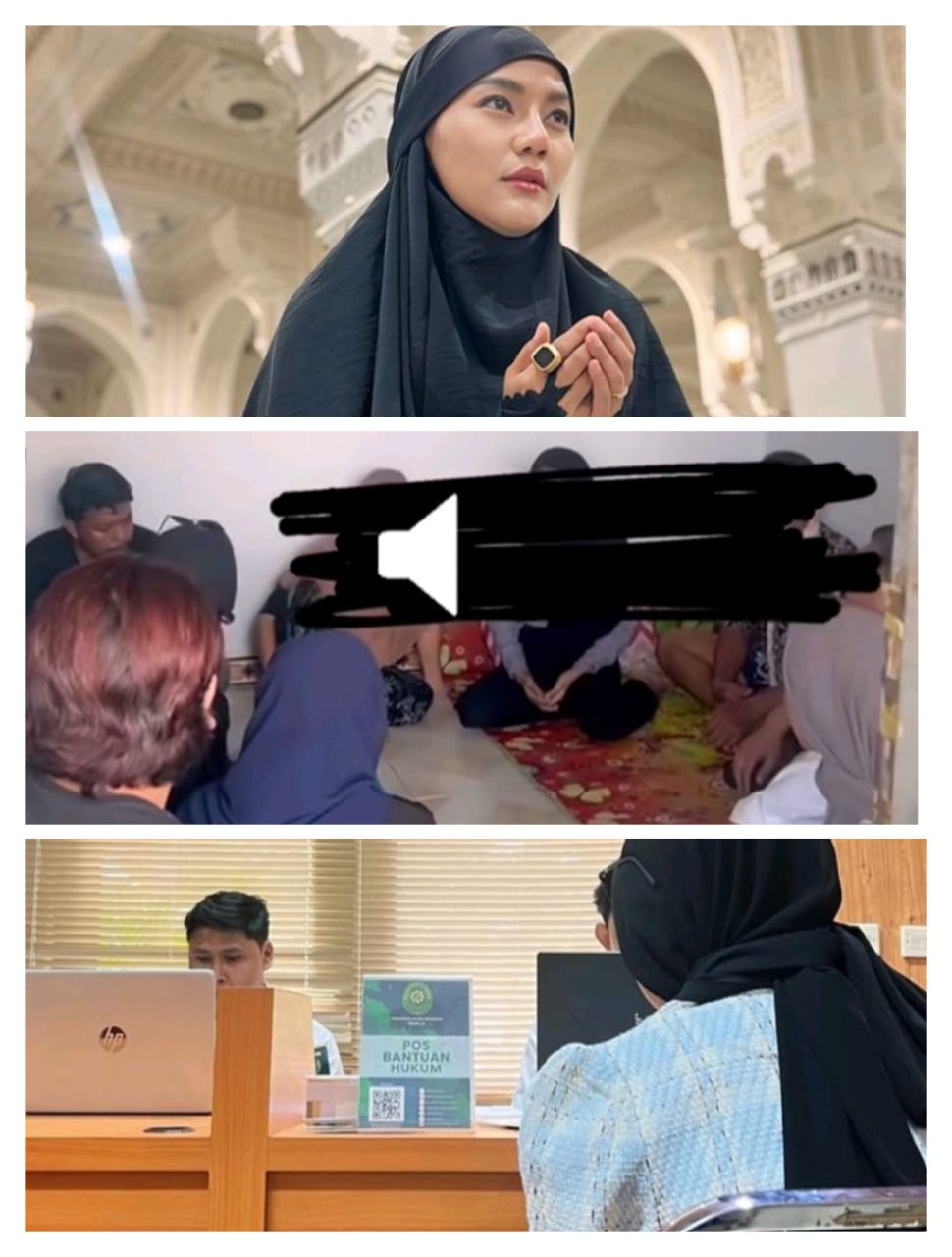 Selebgram Arie Rieyanthi saat umroh, ketika melabrak pelakor, dan saat mengugat cerai suaminya di PN Tigaraksa. (IG Arie Rieyanthi)