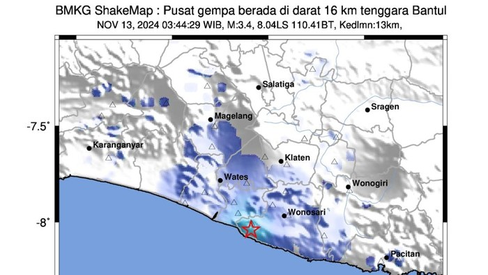 gempa di Kabupaten Bantul, Rabu (13/11/2024).