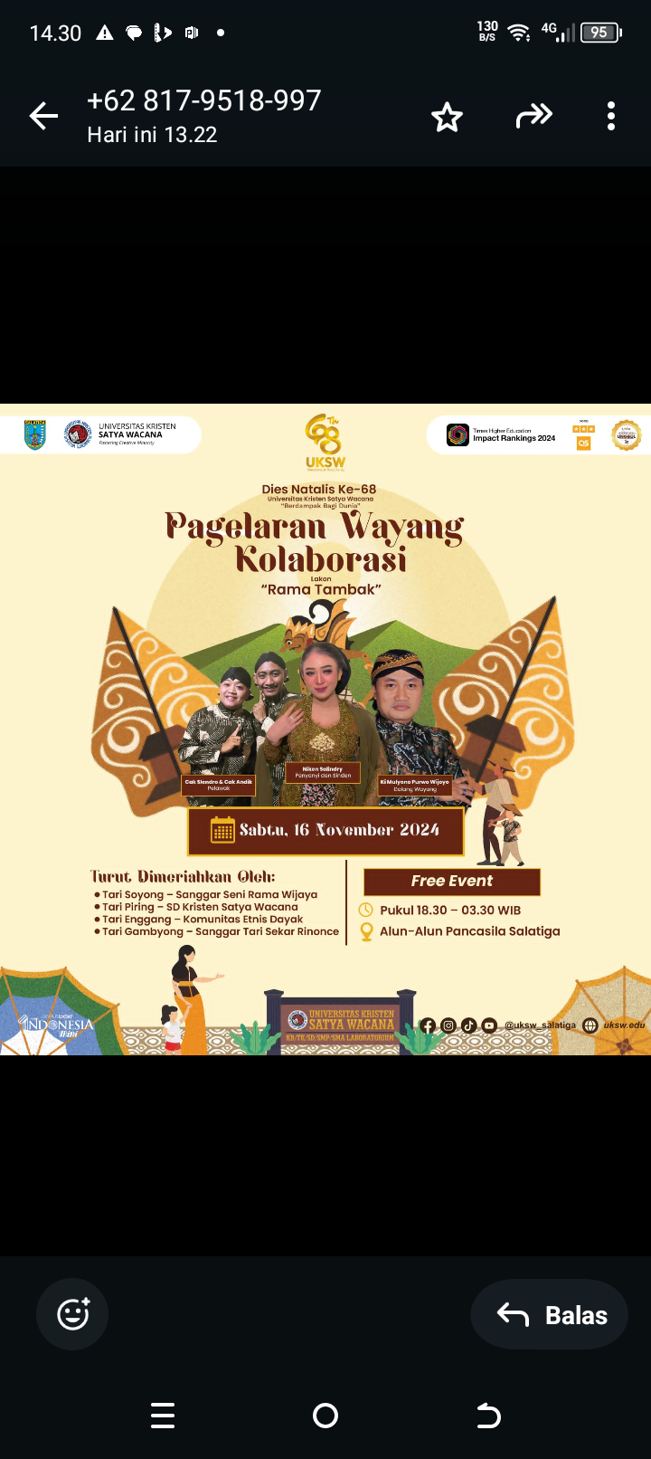 Dies Natalis Ke-68, UKSW Persembahkan Pagelaran Wayang Kolaborasi Rama Tambak Sabtu Esok