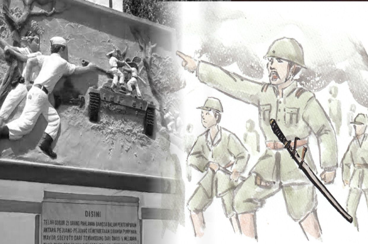 Monumen Perjuangan Lemah Abang dan Ilustrasi Penggunaan Katana Oleh Tentara Jepang