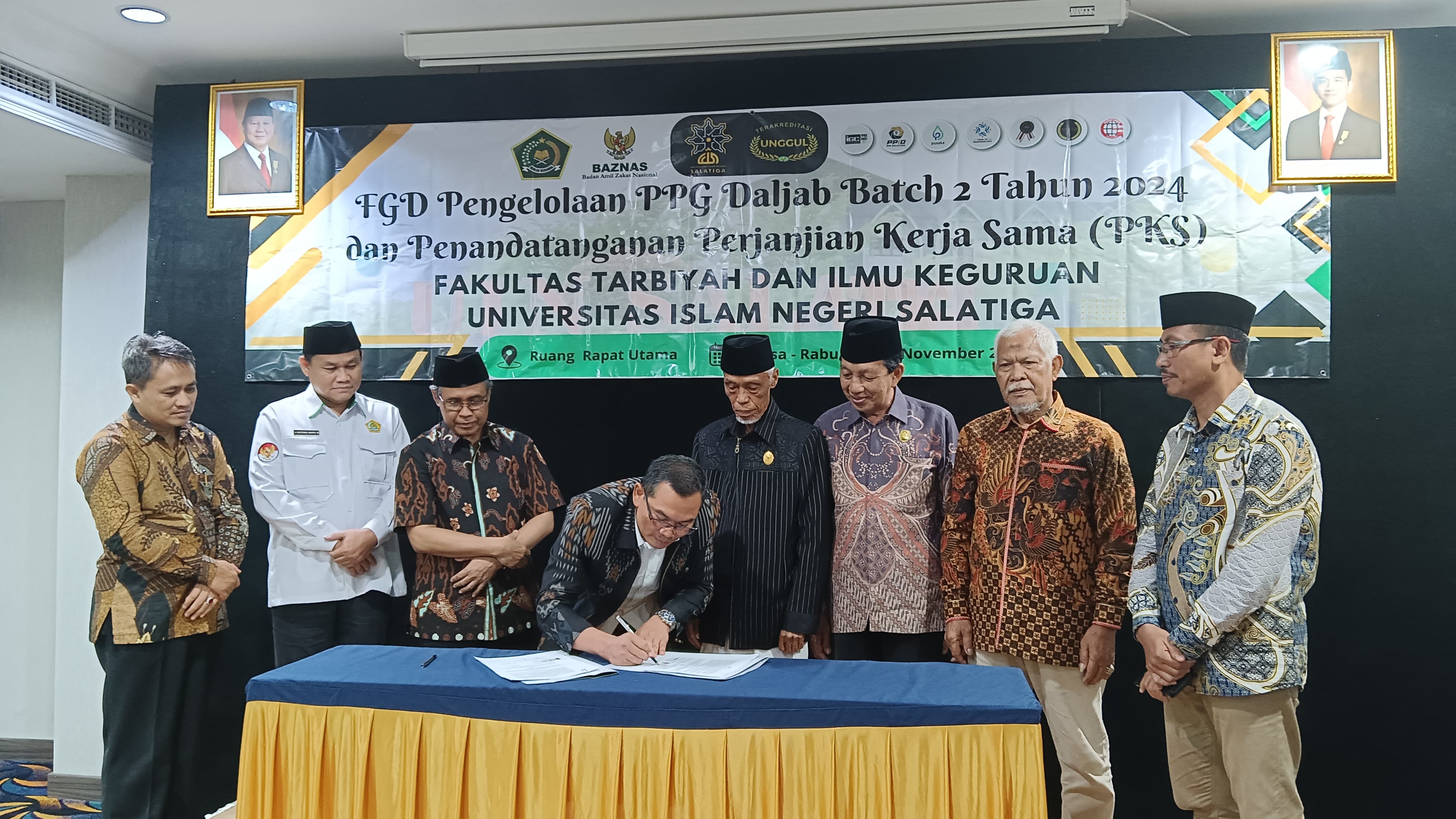 Perjanjian kerja sama Baznas Kuningan, Kota Magelang, Kabupaten Barru, dan LPTK UIN Salatiga untuk mendukung pembiayaan pelaksanaan PPG Dalam Jabatan Batch 2.