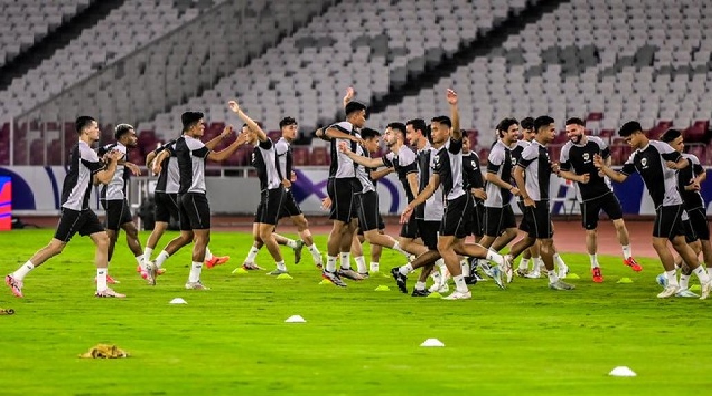 Para pemain timnas Indonesia siap bermain all out untuk meraih poin penting.