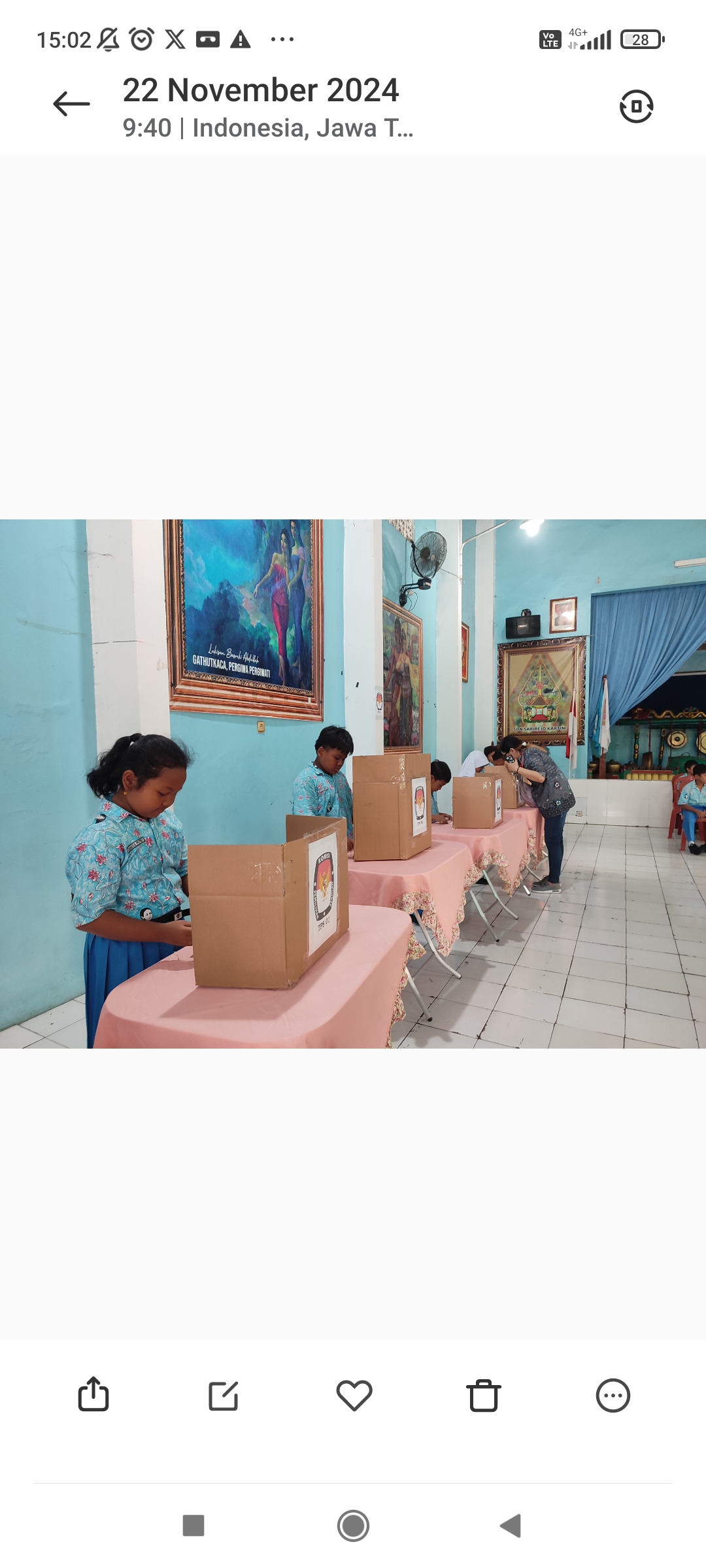 UNIK : Para siswa SDN Sarirejo Kartini saat melaksanakan pemilihan guru dan tendik favorit di TPS, Jumat (22/11/2024).