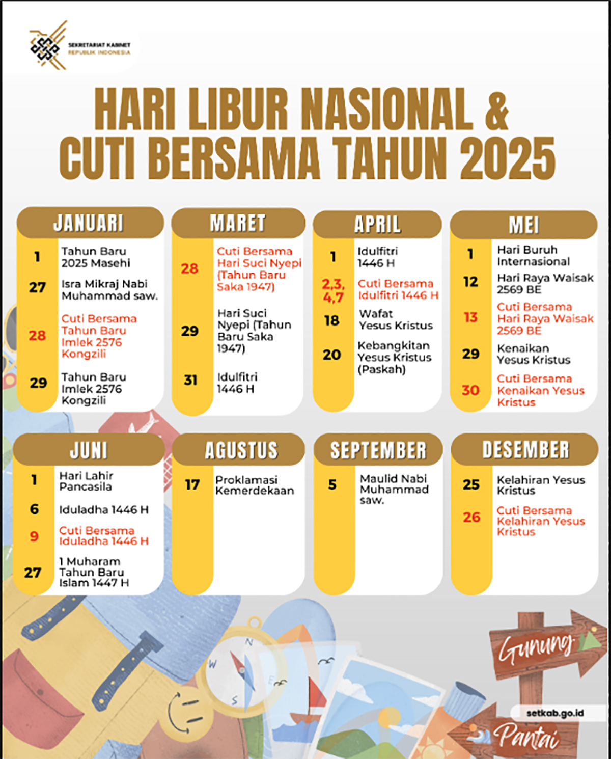 JADWAL Libur Panjang Anak Sekolah Atau Cuti Bersama Pekerja di Tahun 2025