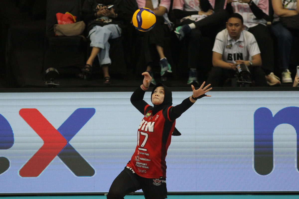 Wilda Nurfadhilah saat tampil bersama Jakarta BIN di Proliga 2024 lalu. (Baskoro Septiadi/Jawa Pos Radar Semarang)