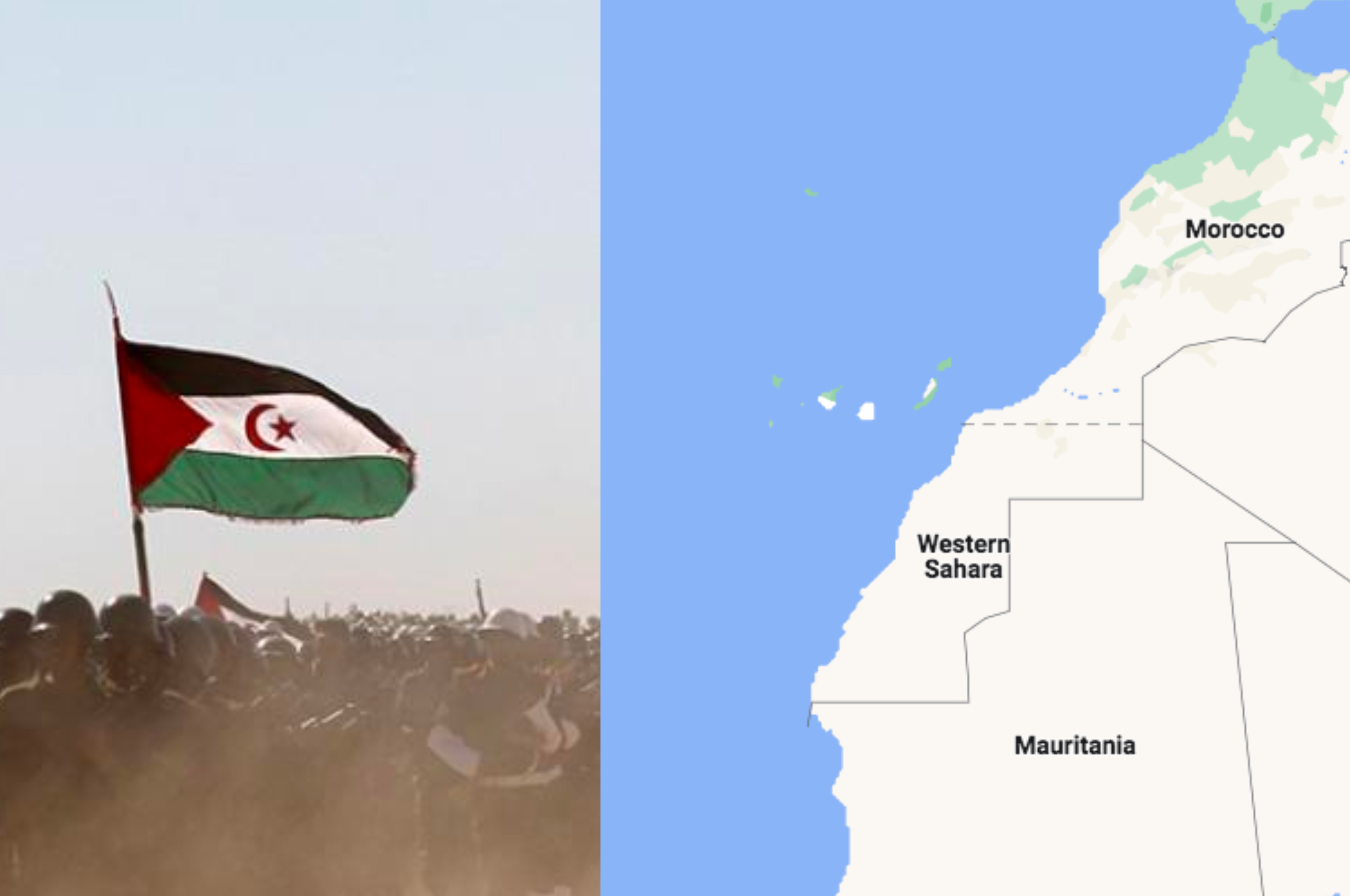 Peta dan Bendera dari Negara Republik Demokratik Arab Sahrawi