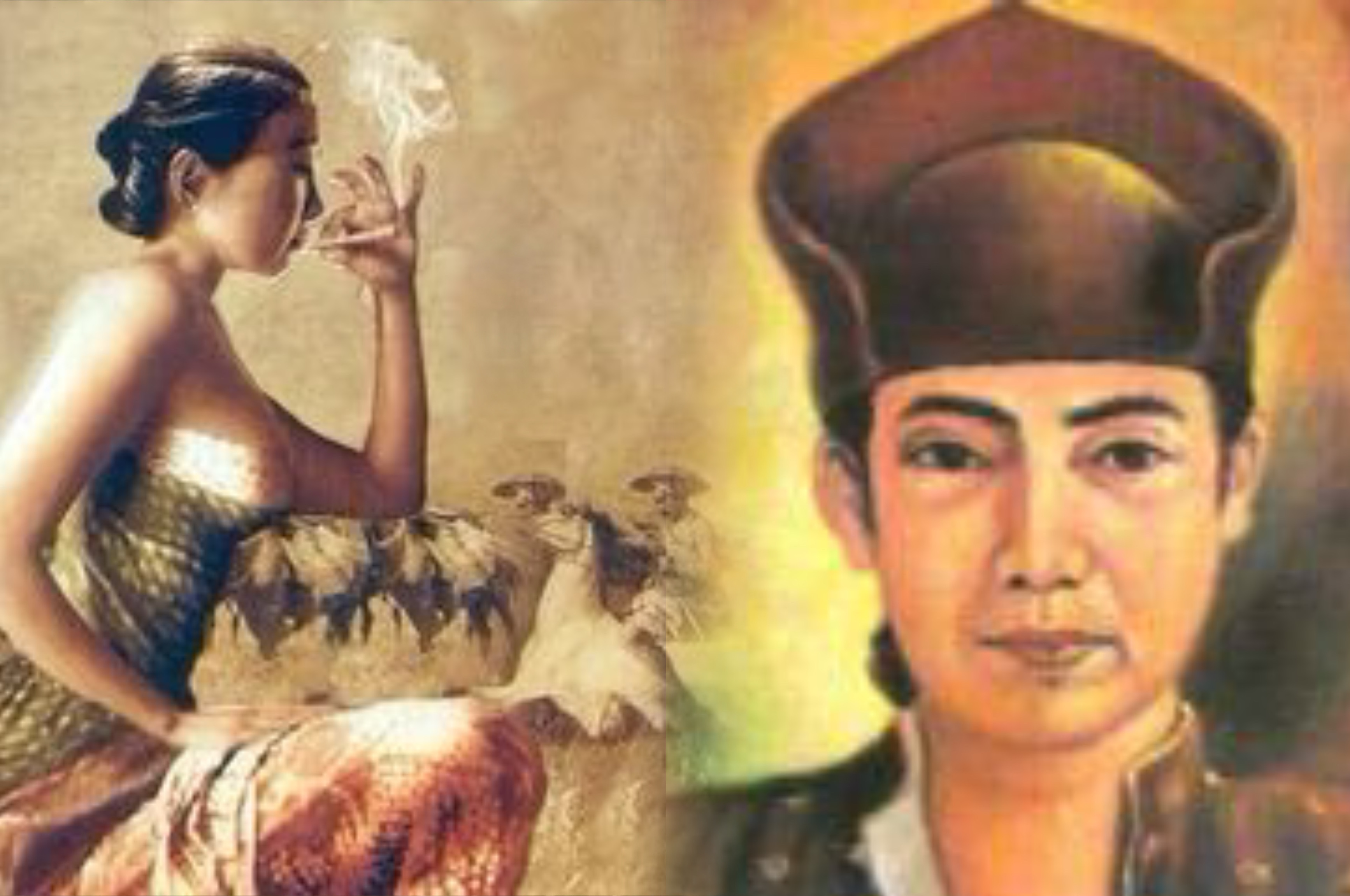 Lukisan karakter Roro Mendut dan lukisan potret Sultan Agung dari Mataram