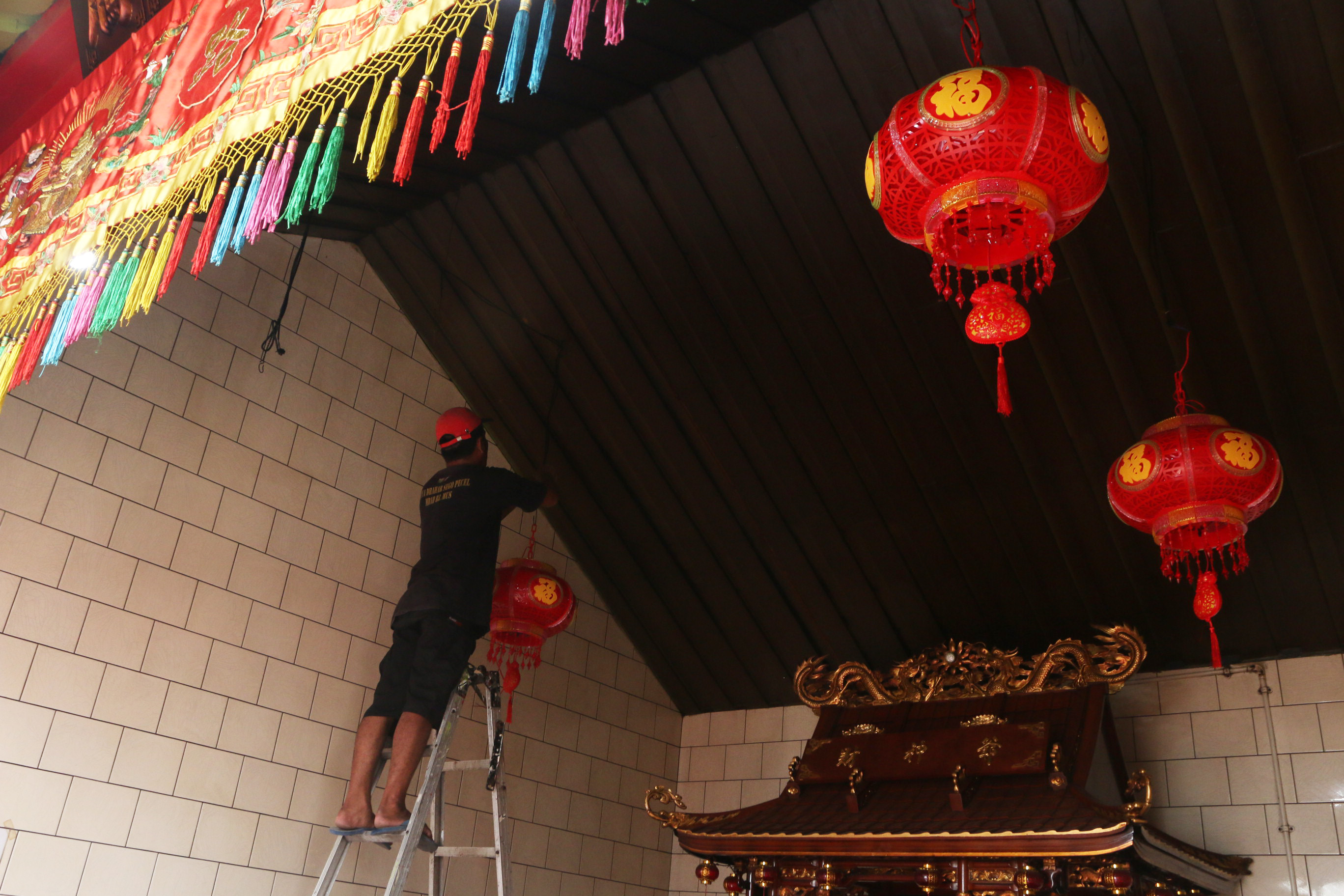 Lampion terpasang