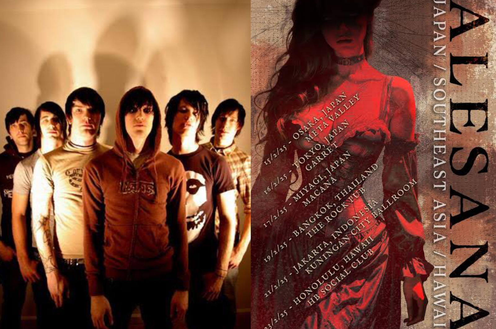 Personil Alesana dan Poster Tour Concert di Asia Tenggara