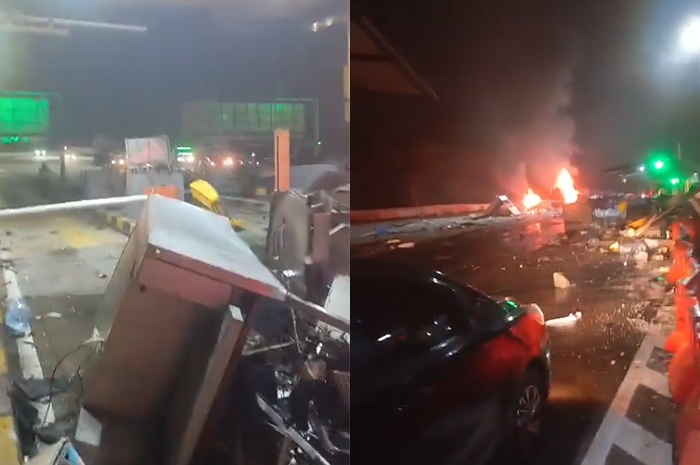 Tangkapan layar video setelah kecelakaan beruntun di Gerbang Tol Ciawi.