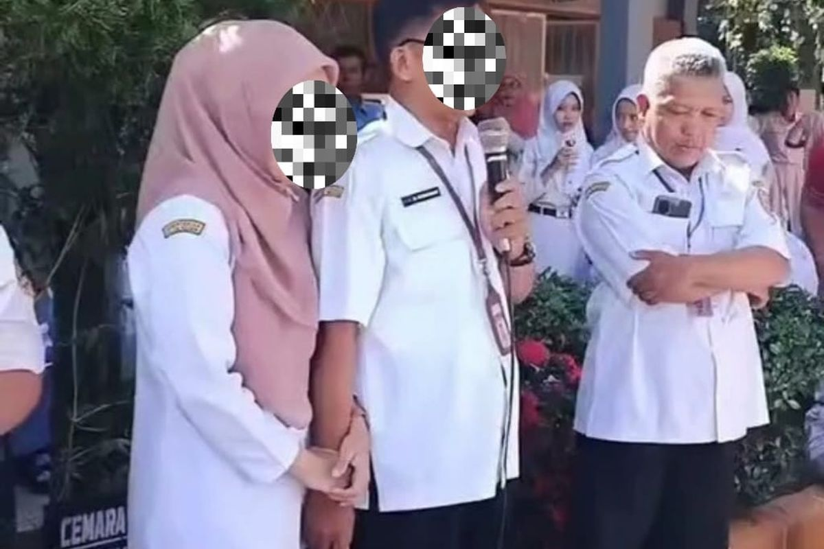 Potongan video yang viral, seorang guru perempuan memegang tangan guru laki-laki di SMAN 1 Bukateja, Purbalingga.