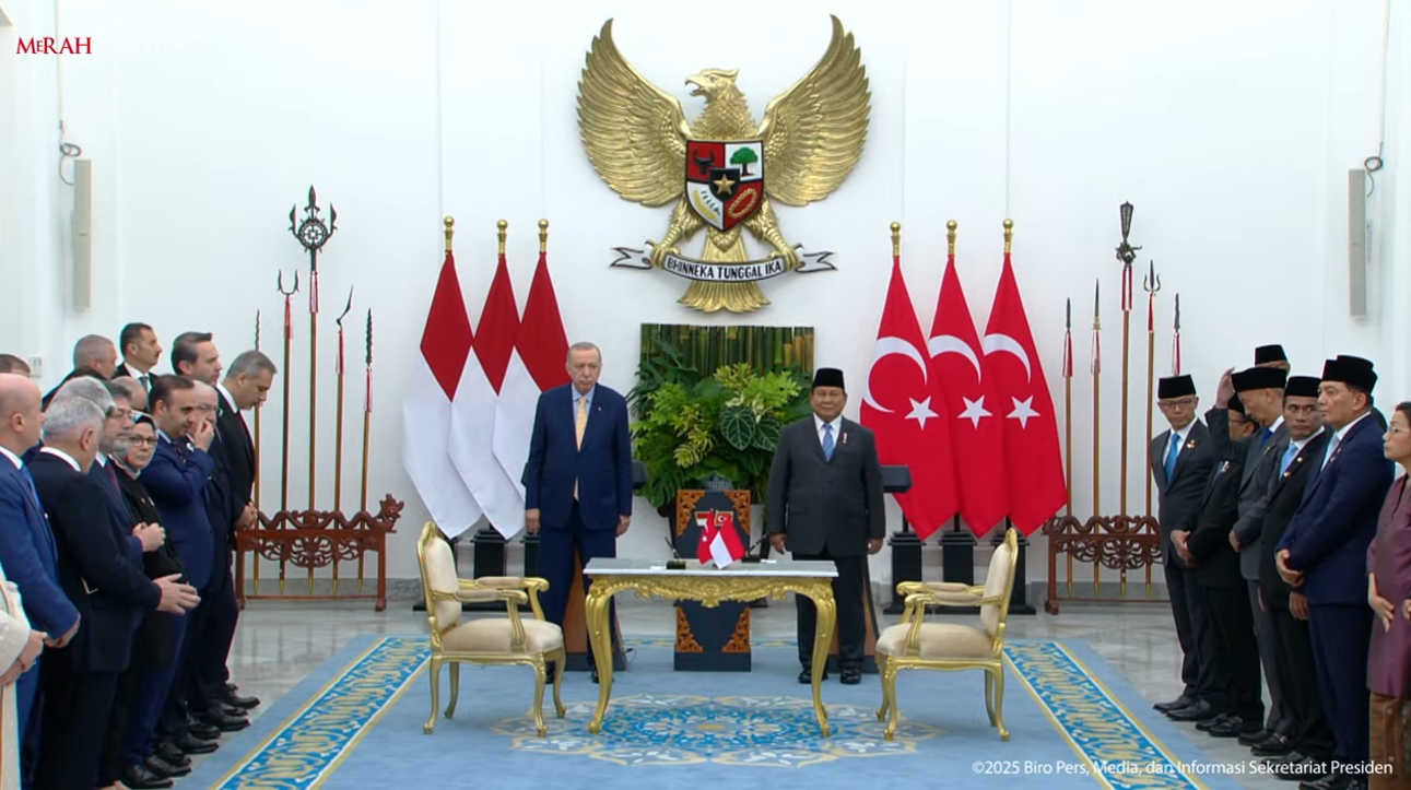 Kunjungan Presiden Turkiye, Recep Tayyip Erdogan ke Indonesia, disambut secara resmi oleh Presiden Rebublik Indonesia, Prabowo Subiyanto.