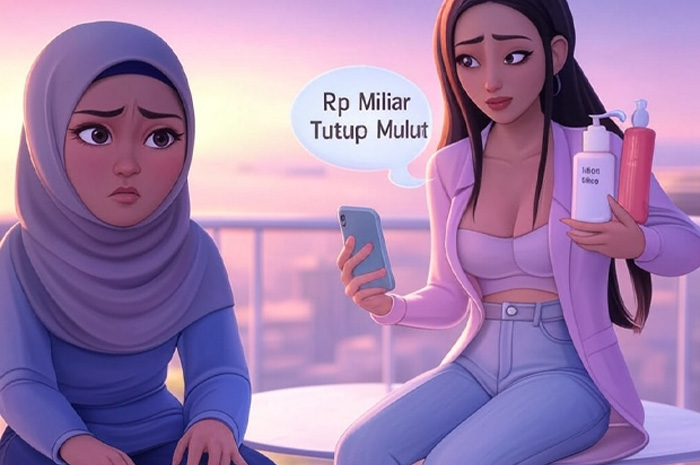 Ilustrasi AI dalam kronologi Nikita Mirzani jadi tersangka kasus dugaan pemerasan dan pencucian uang.