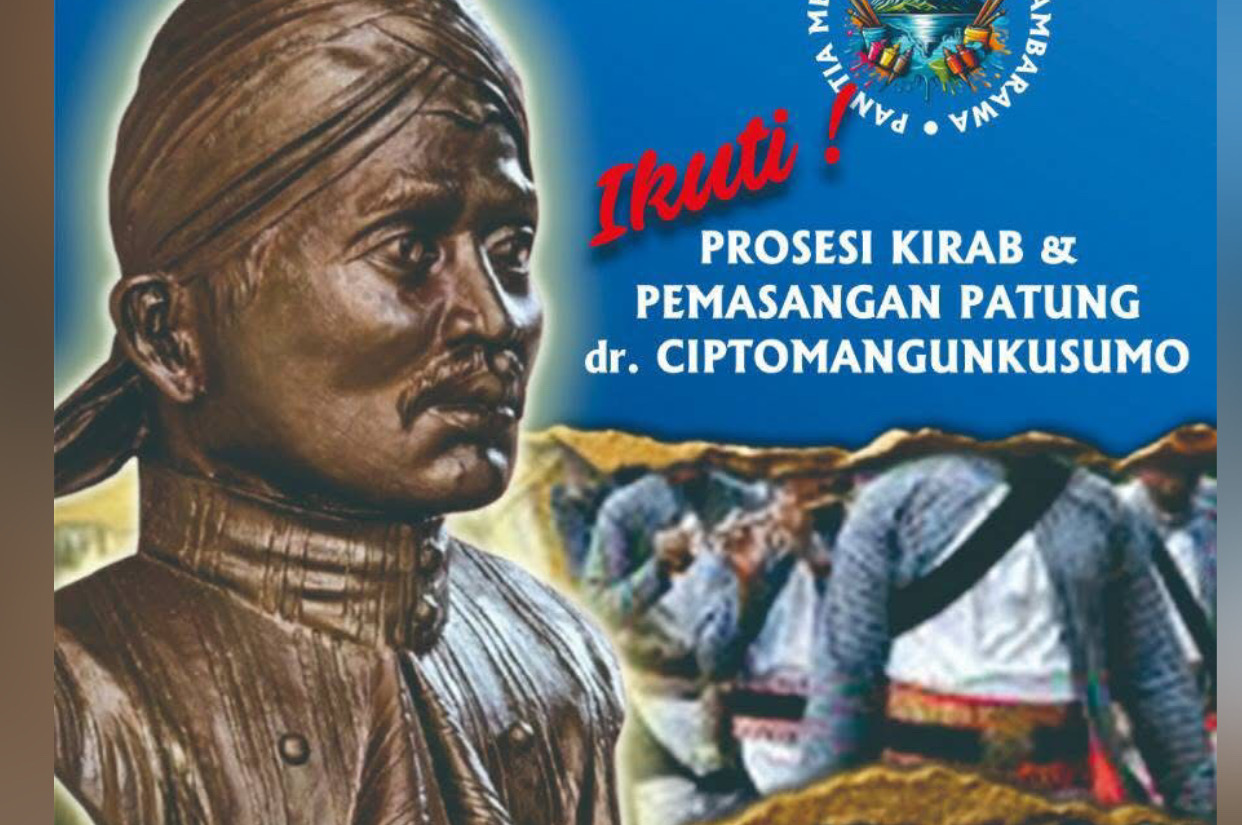 Poster acara kirab budaya dan pemasangan patung Dr. Tjipto di Ambarawa