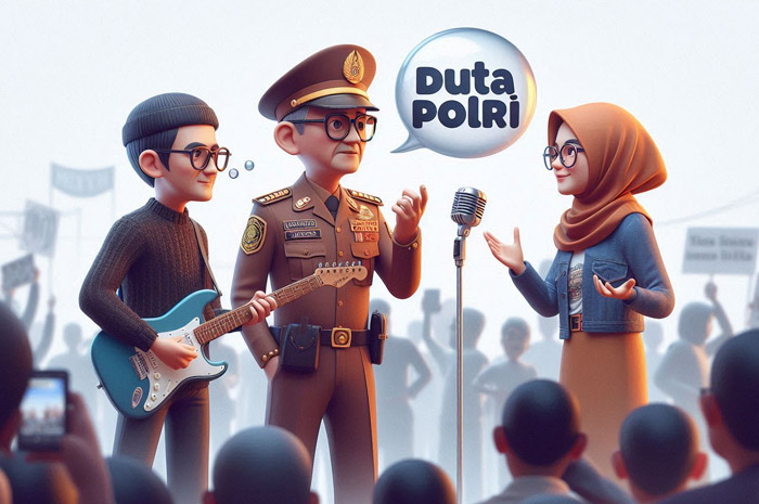 Ilustrasi tawaran Duta Polri kepada Band Sukatani.