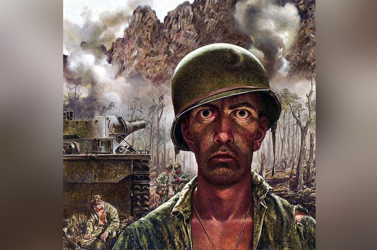 Ilustrasi The Thousand Yard Stare Karya Thomas Lea