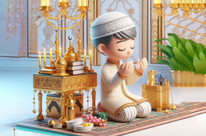 Ilustrasi niat sahur dan doa berbuka puasa di Bulan Ramadhan.