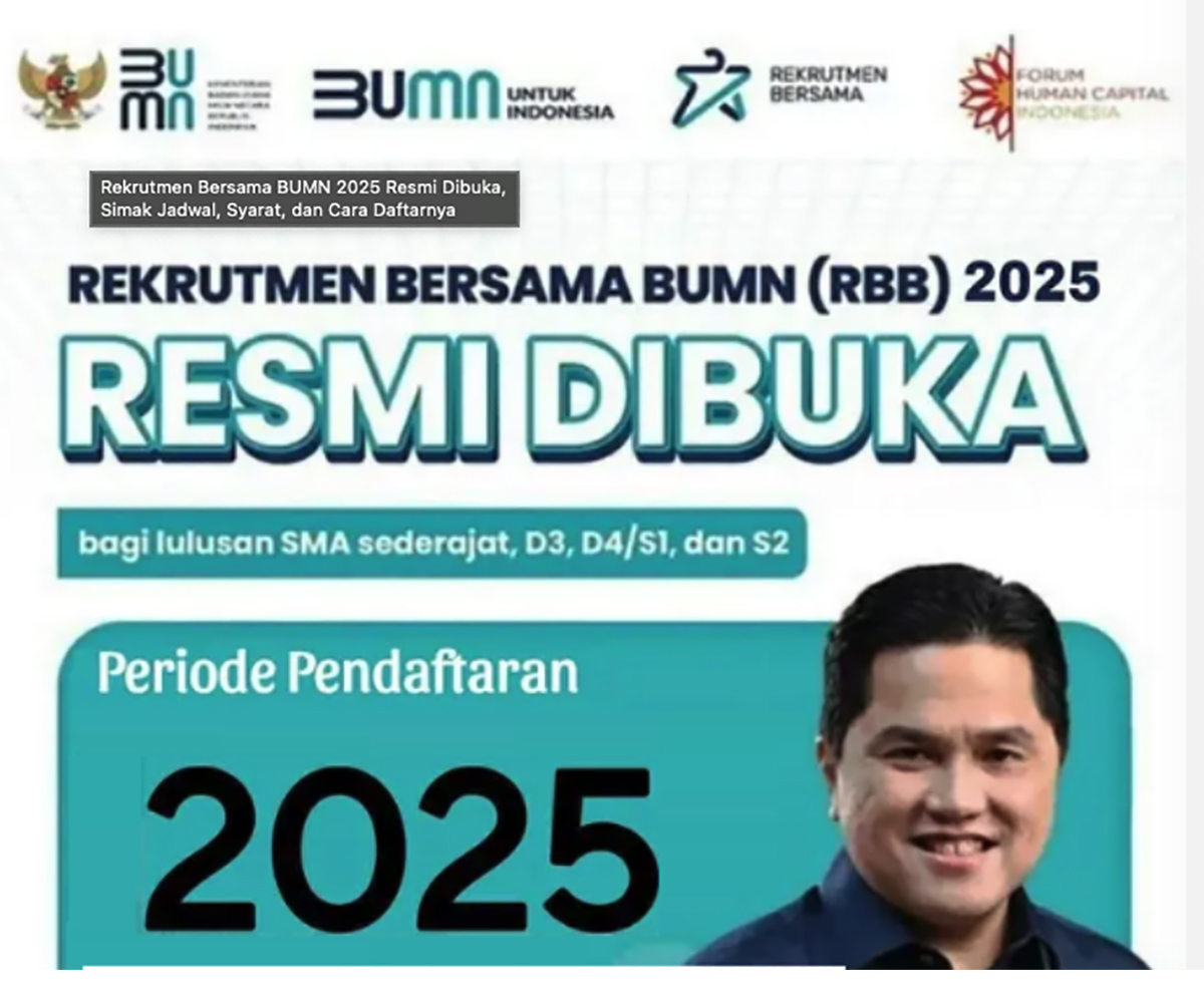 2.000 Lowongan Kerja Rekrutmen Bersama BUMN 2025 Resmi Dibuka 7 Maret Ini Cara Daftar dan Syaratnya