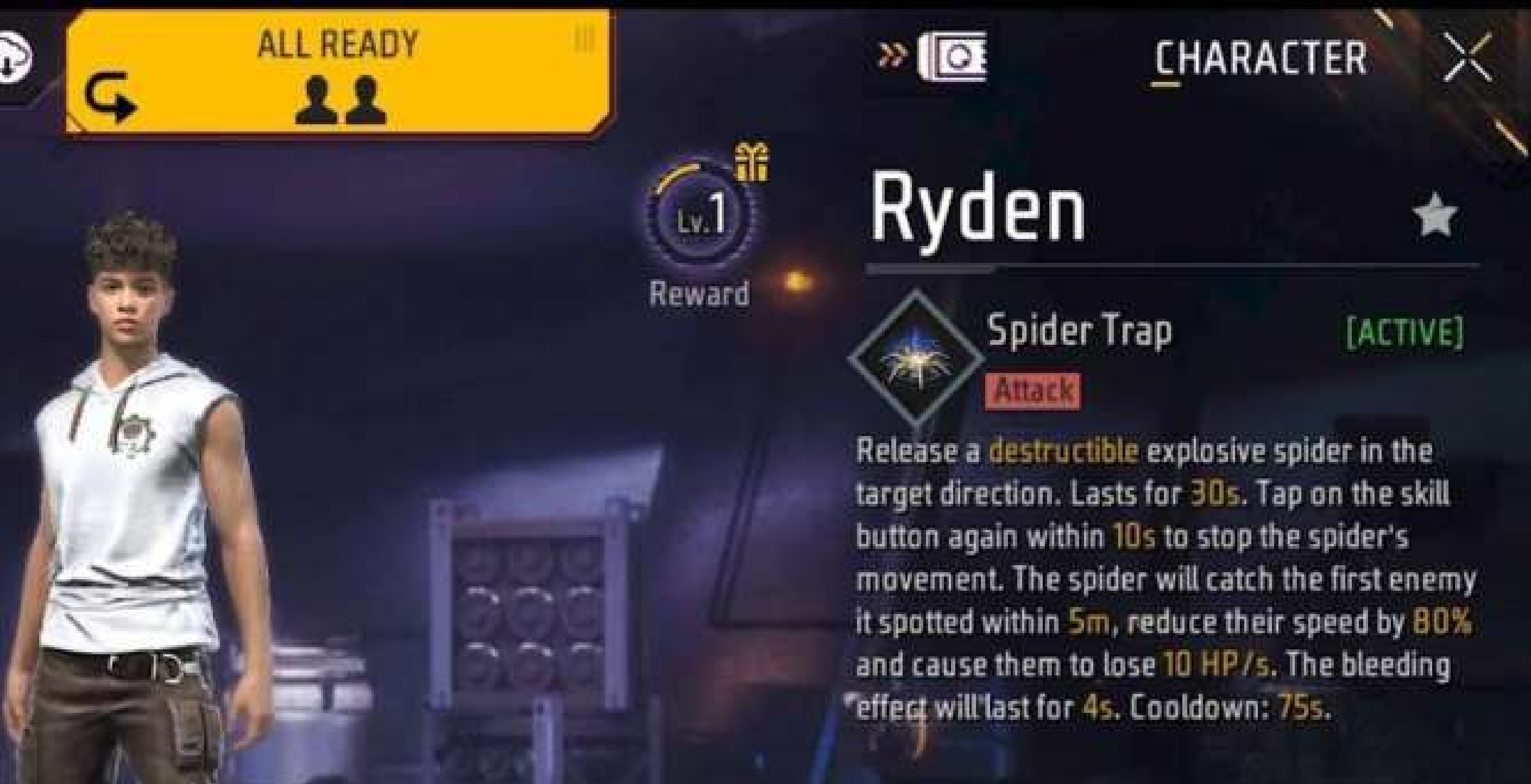 Salah satu carakter di Free Fire Garena