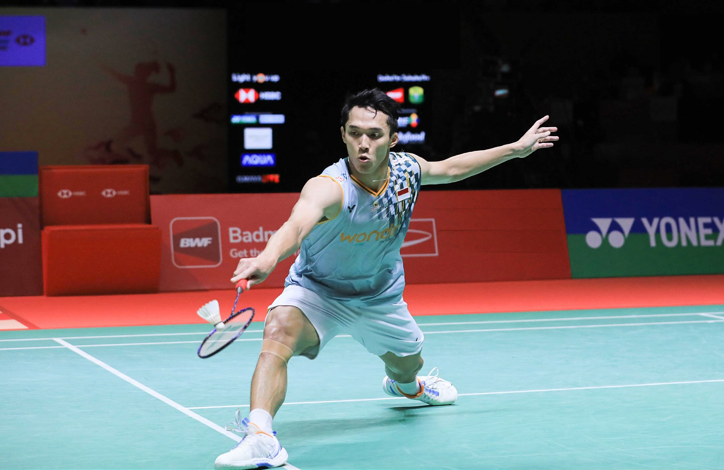 Jonatan Christie berhasil mengandaskan wakil Malaysia, Leong Jun Hao, 21-11, 21-19.