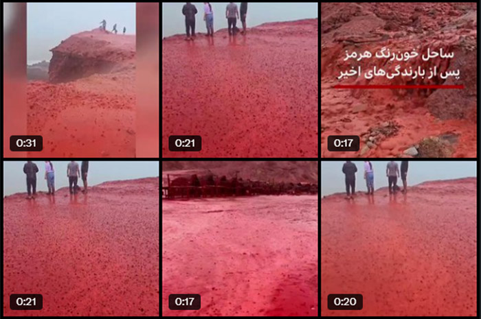 Video viral fenomena hujan darah di Iran.