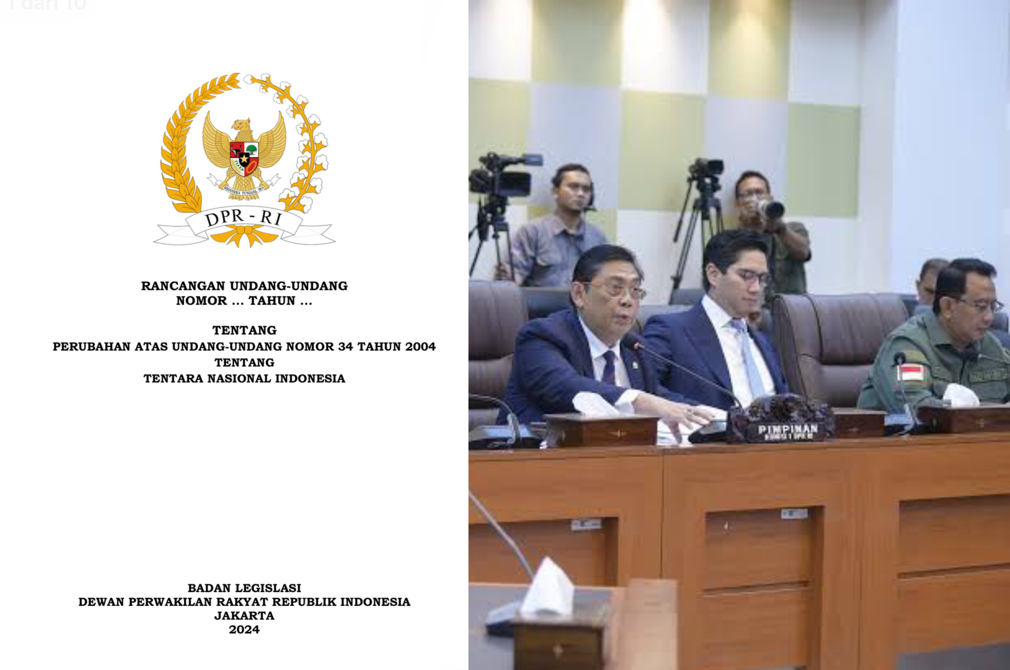 Rancangan Revisi UU TNI dan potret rapat yang dilakukan pemerintah di Hotel Fairmont