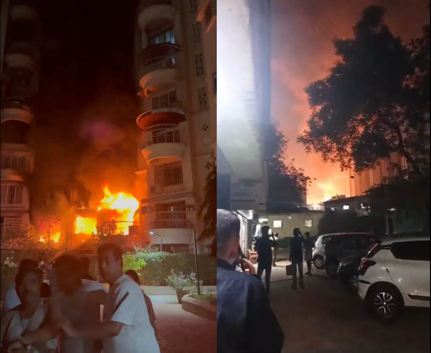 Kebakan di Mumbai, akibat gudang penyimpan gas LPG meledak.