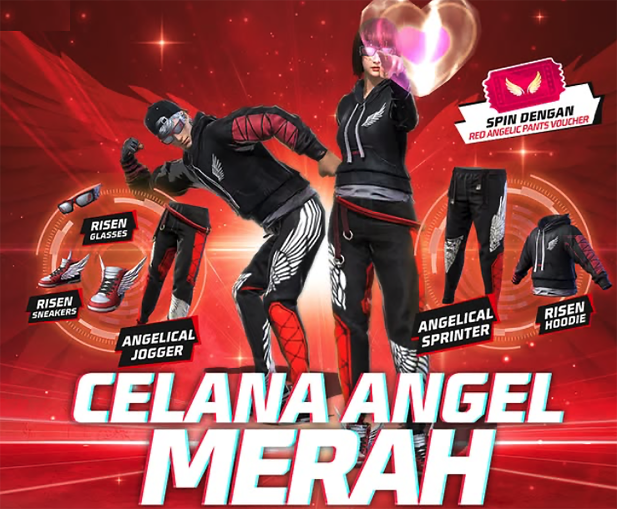 Klaim Sekarang Juga Kode Redeem FF 250 Token Celana Angel Merah dan 200 Token Sepatu Risen Sneakers