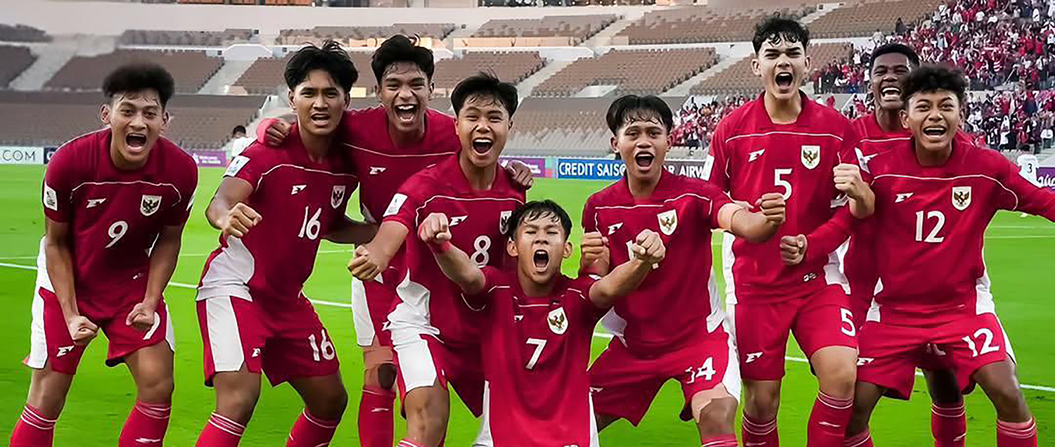 Timnas Indonesia U-17 saat merayakan kemenangan.