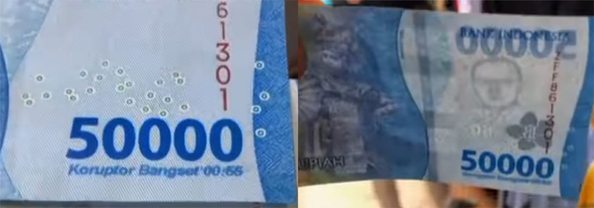 Viral Uang Rp50.000 Bertuliskan Kritik Pedas Buat Koruptor Bang***