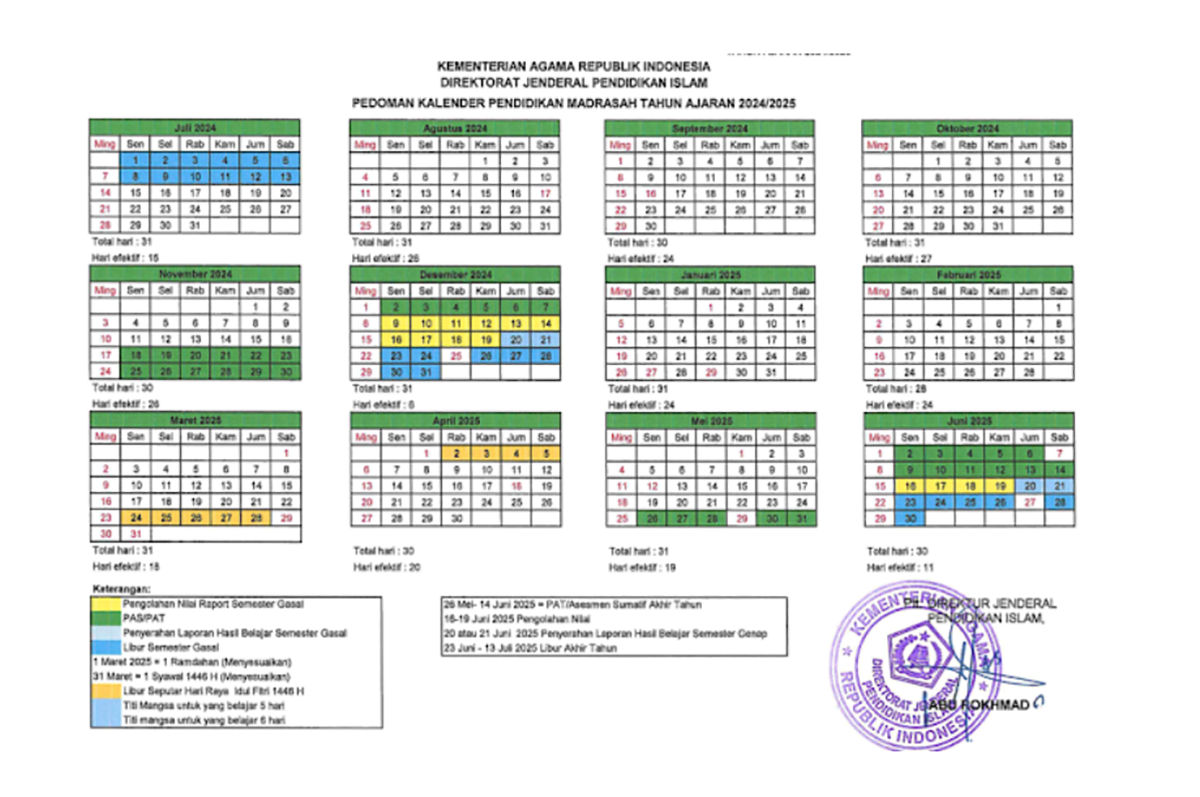 Kalender Pendidikan TA  2024/2025