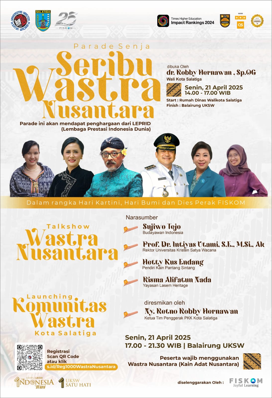 FISKOM UKSW gelar perhelatan budaya bertajuk Parade dan Launching Wastra Nusantara &ldquo;Senja Seribu Wastra Nusantara di Salatiga&rdquo;.