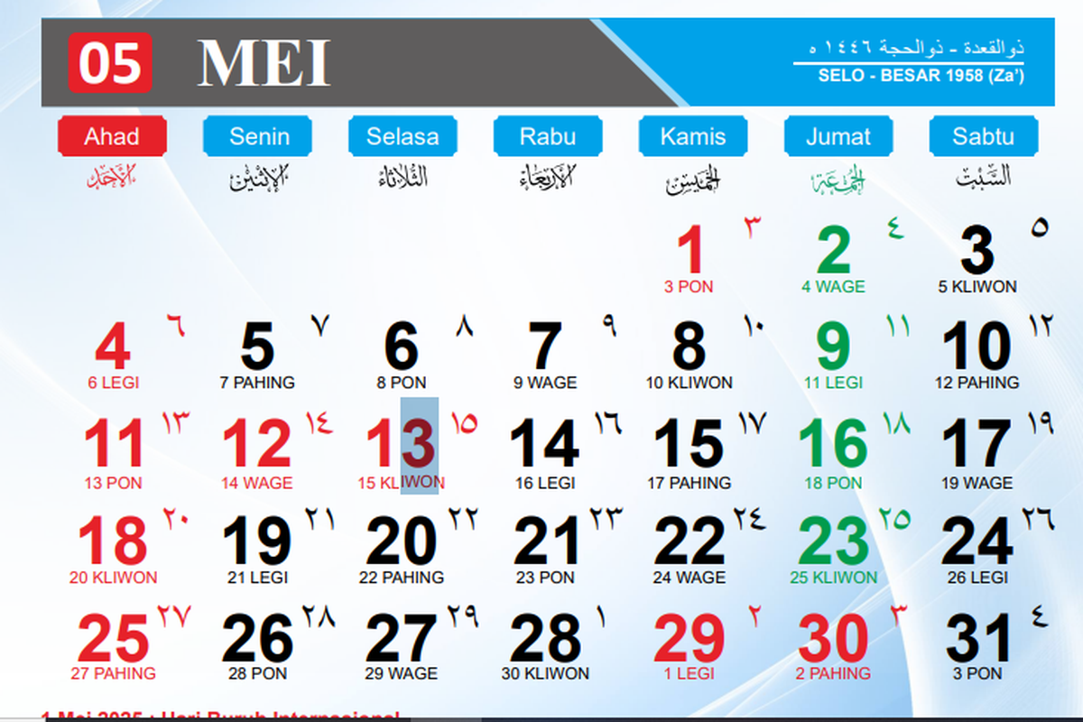 Tanggal merah di bulan Mei 2025.