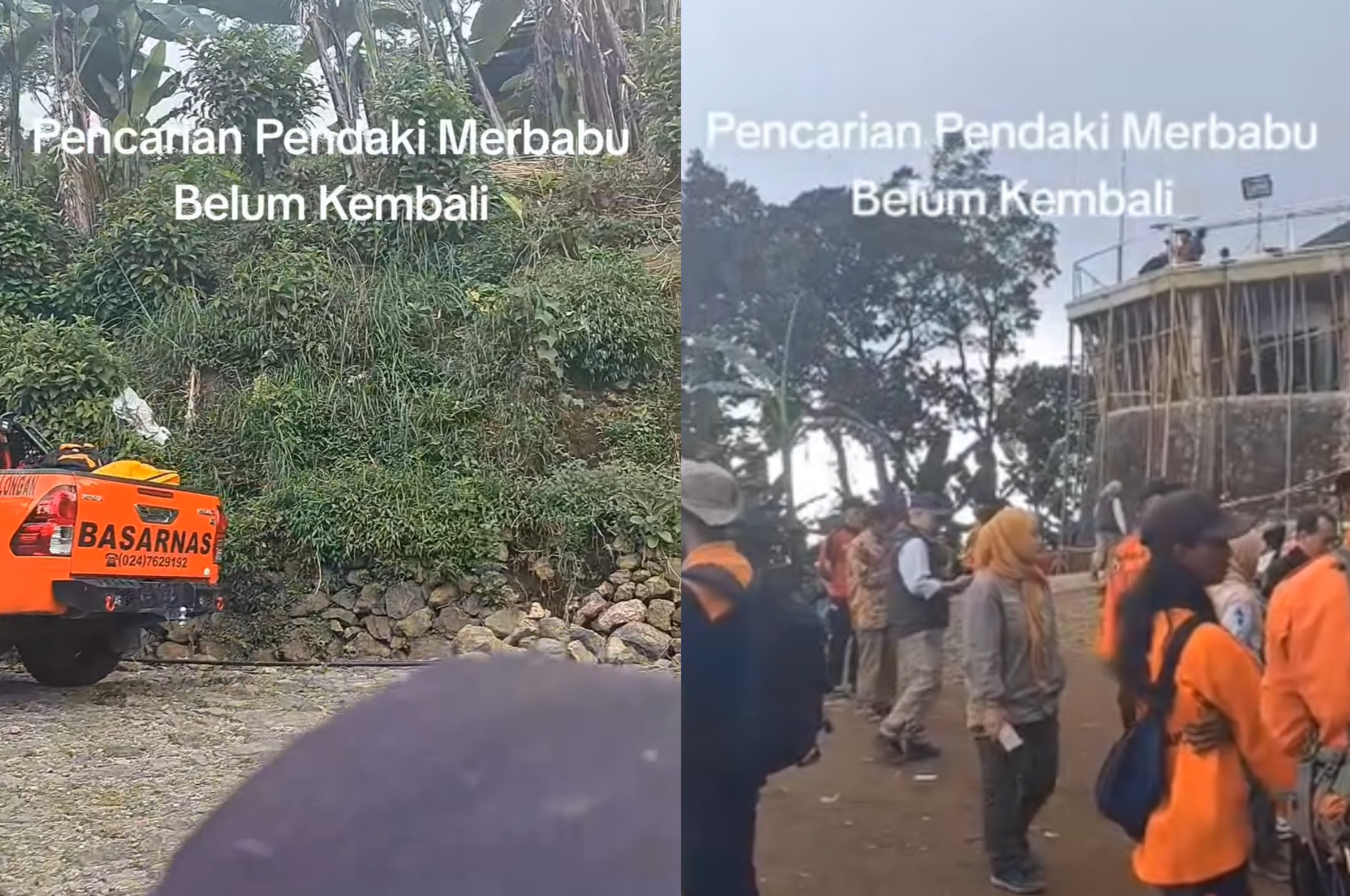 Cuplikan layar video yang beredar tentang evakuasi pendaki Merbabu