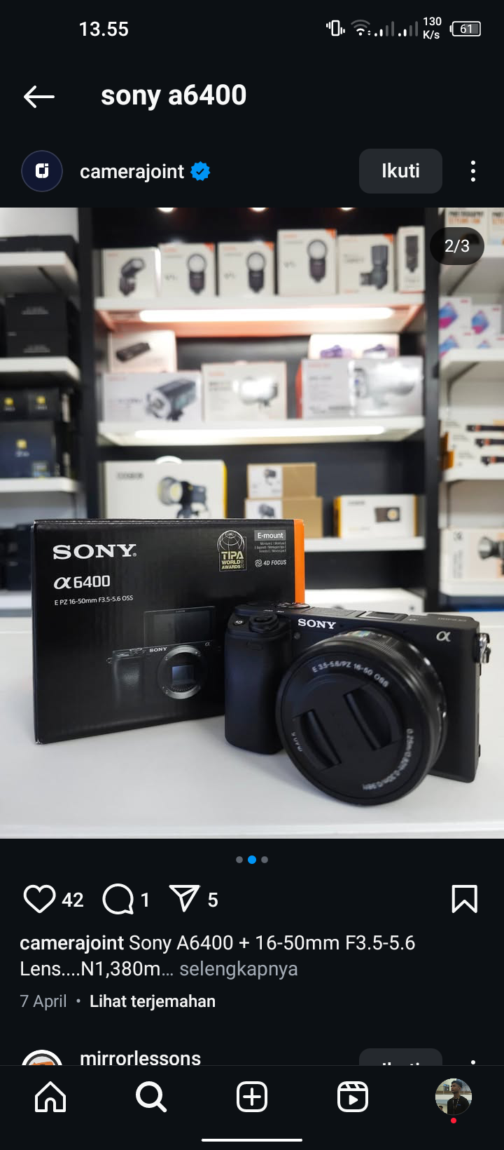 Kamera mirrorless Sony a6400