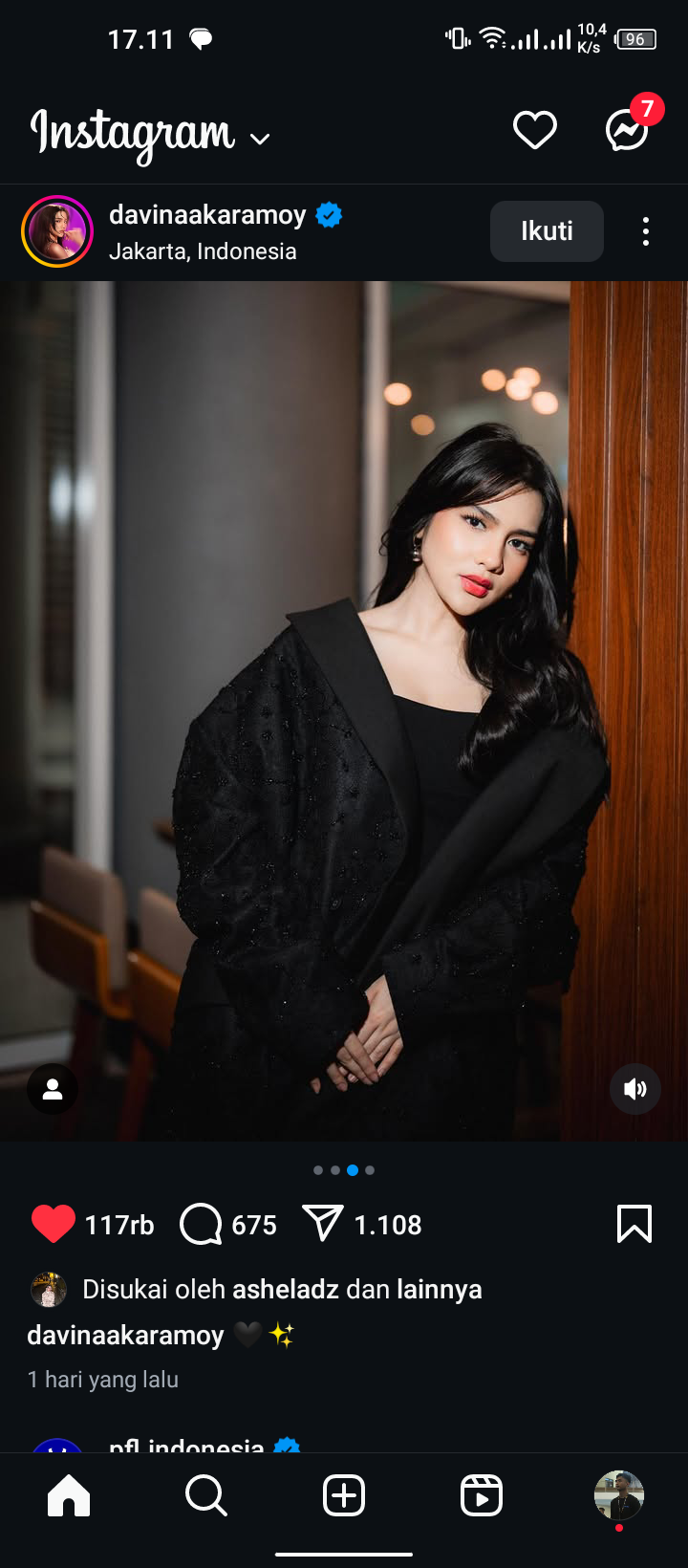 Postingan Davina Karamoy di Instagram  @davinaakaramoy