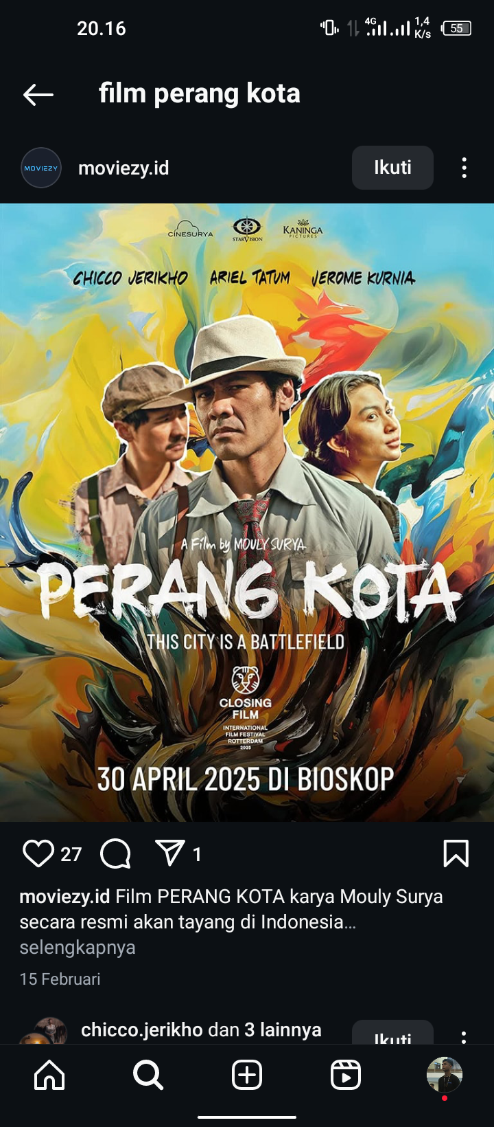 Film Perang Kota karya dari Mouly Surya Tayang di Bioskop.
