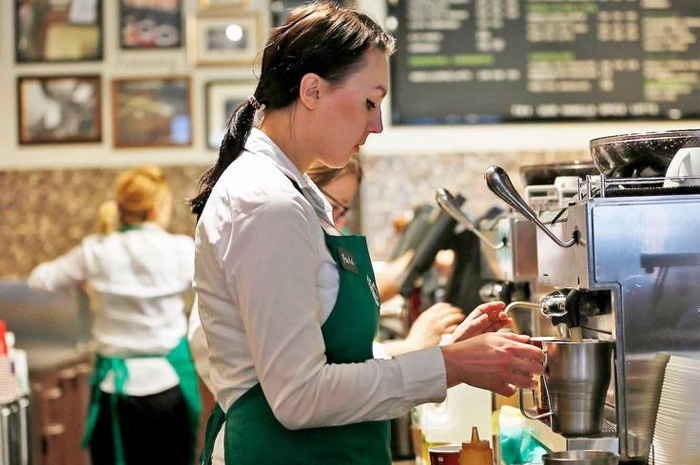 Ilustrasi pekerja Starbucks.