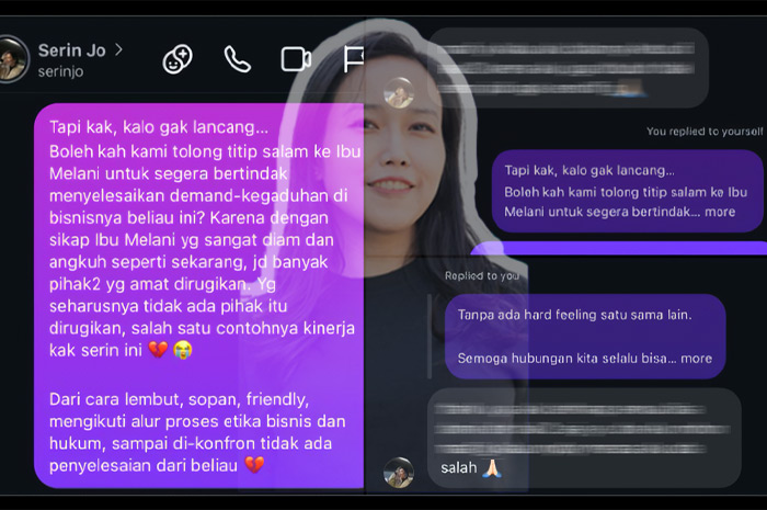 Tangkpaan layar respon Fransiska Melani dari sebuah DM.