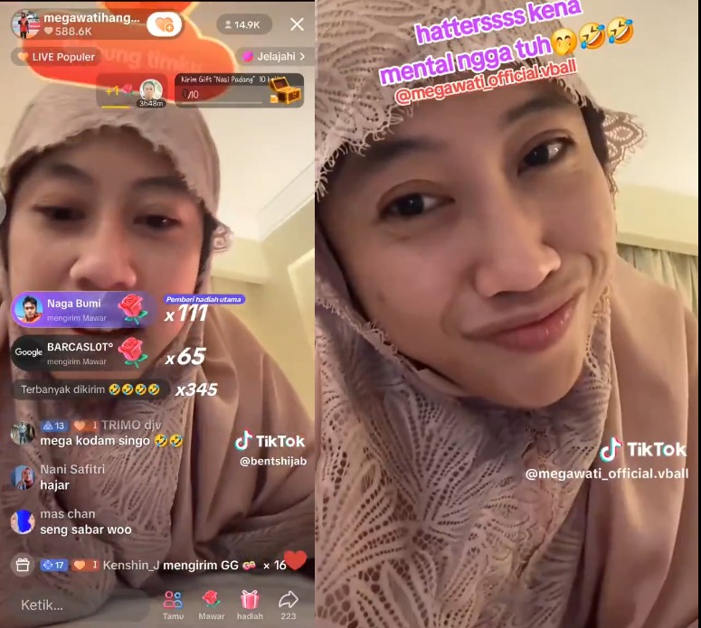 Megawati Hangestri melontarkan pembelaan penuh emosi melalui siaran langsung di TikTok.