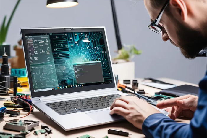 Ilustrasi perawatan laptop.